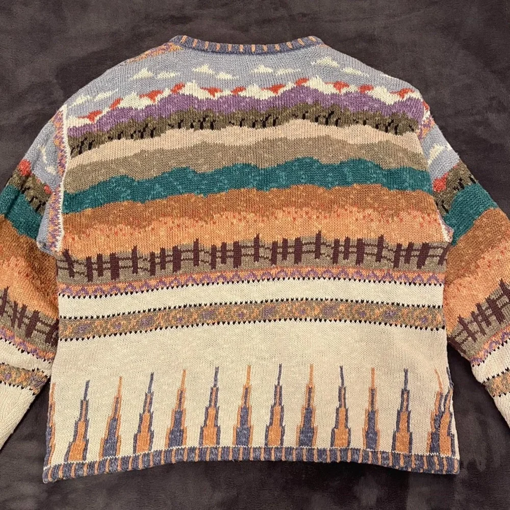 Icelandic Designs Colorful Horse pony western Pattern Cardigan M EUC - Picture 5 of 12